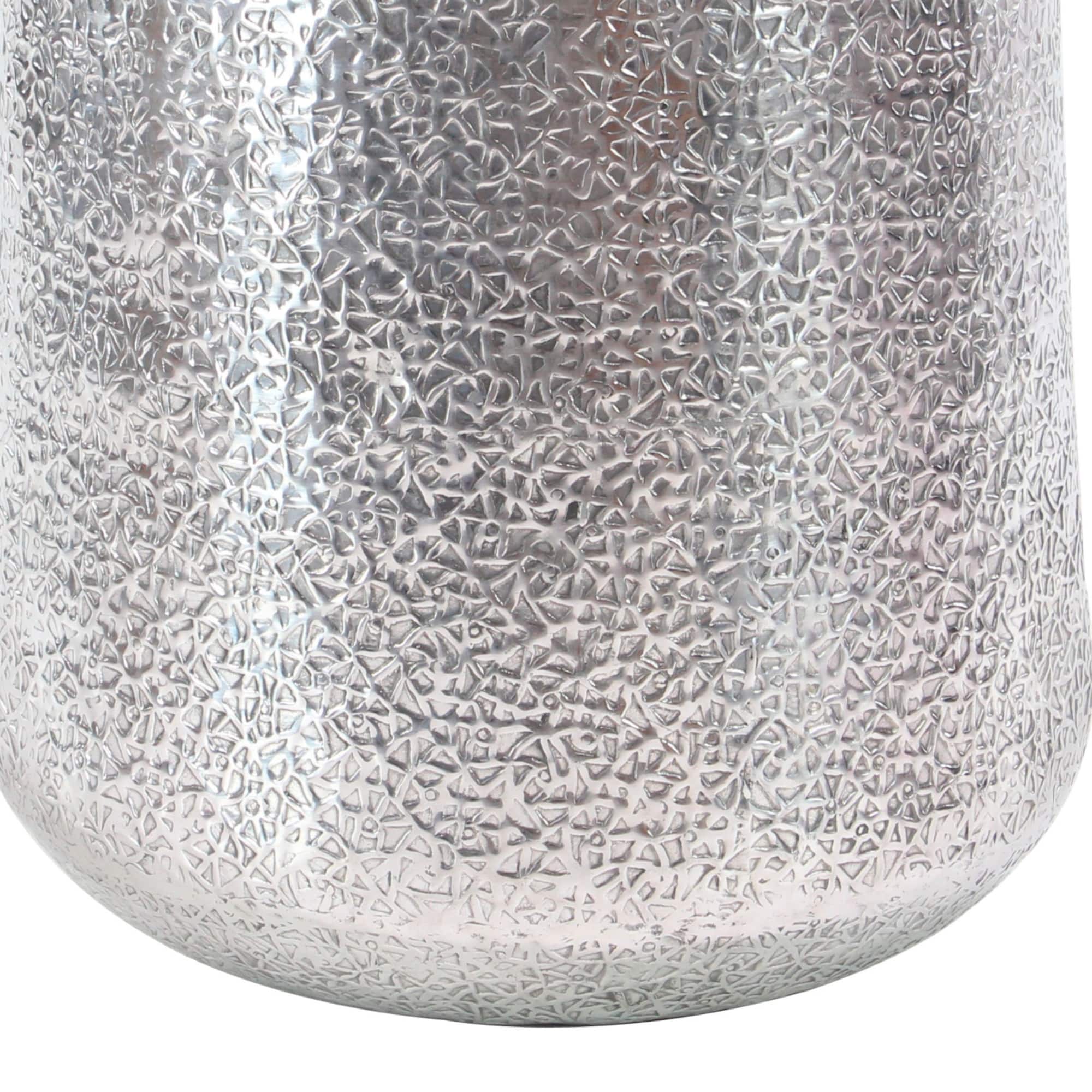 Set of 3 Silver Aluminum Glam Planter, 12", 16", 20"